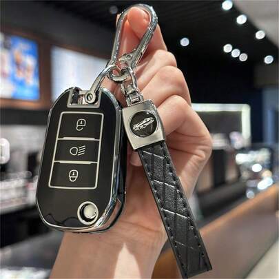 Keyring Case, Car Key Holder For Peugeot 208 308 408 508 2008 3008 4008 For Citroen C4 Cactus Picasso C4L C5 C5 Gift Souvenir Car Accessories Bag Charm School Cute Goth Y2k