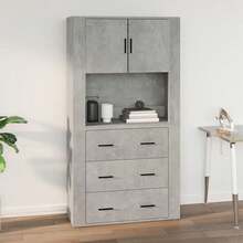vidaXL Armario mural gris béton 80x33x80 cm madera de ingeniería - Gris - Ver 7