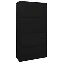 vidaXL Büroschrank mit Schiebetür, Weiß, 90 x 40 x 180 cm, Stahl - Schwarz - Übersicht 4