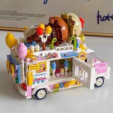 Retro Food Truck Construction Set - Ice Cream, Burger And Snack Van Model Kit, STEM Educational Toy For Children Ages 8-12, Creative DIY Gift For Boys And Girls.