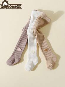 3pairs/Pack Baby Girls Cotton Solid Color Tights, Sweet And Adorable, Suitable For 4 Seasons - Multicolor - View 7