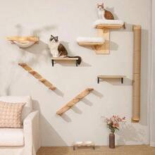 1pc Wall-Mounted Cat Climbing Ladder, 4-Tier Solid Wood Cat Wall Furniture, Sturdy & Durable Pine Wood Material For Playing, Climbing And Scratching, Comes With Tools For Easy Assembly, Max Load 12kg (26lb) - 40x22cm - View 6