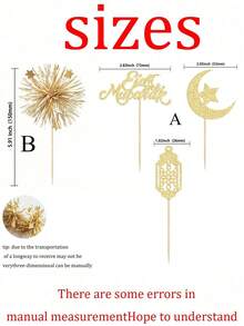 24个/2026个闪亮月亮和星星开斋节快乐纸杯蛋糕装饰，非常适合伊斯兰穆斯林主题派对蛋糕装饰，金色版 - 風格1 - 查看 9