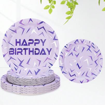 10pcs/30pcs/50pcs K-Pop Star Birthday Party Supplies, Magic Music Themed Paper Plates, Dinner Plates, Dessert Plates, Blue & Purple Glitter Tableware Set, Suitable For Girls, Boys, Baby Shower