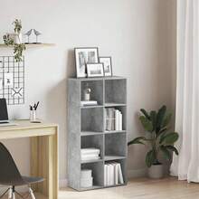vidaXL Bibliothèque/Buffet Gris béton 66x30x130 cm Bois d'ingénierie - Gris - Voir 1
