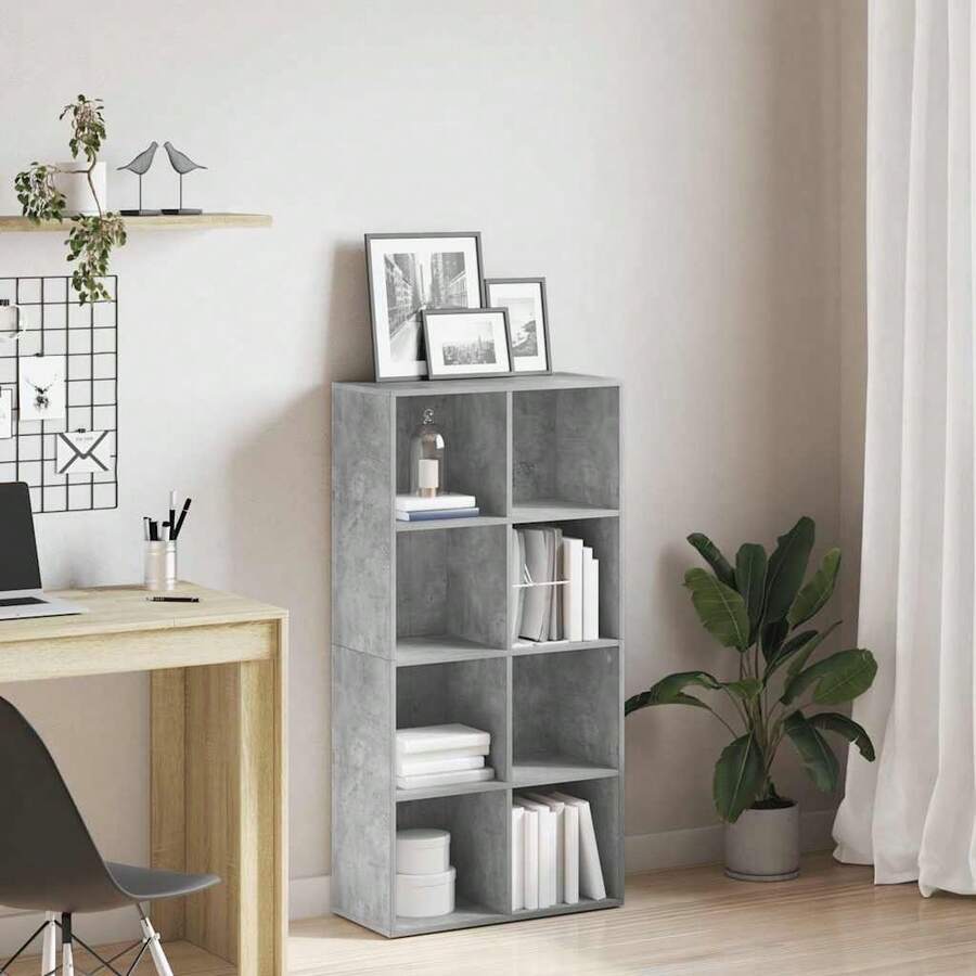 vidaXL Bibliothèque/Buffet Gris béton 66x30x130 cm Bois d'ingénierie - Gris - Voir 1