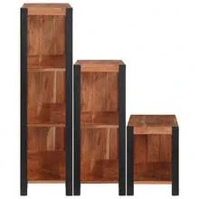 vidaXL Étagère 3 pcs Marron 80 x 30 x 110 cm Bois d'Acacia Massif - Tabac - Voir 5