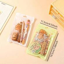 水豚迷你文具套装 - 多样实用的学习用品套装，完美的返校礼物，至少包含5种款式，学生理想之选 - 小巧实用的返校文具套装 - 彩色 - 查看 3