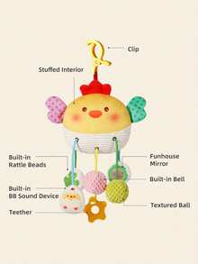 Quderbel 婴儿安抚娃娃毛绒挂件，儿童摇铃床铃风铃，婴儿座椅床健身架汽车挂饰，适合0-3岁男孩和女孩，新年礼物 - 多 - 查看 3