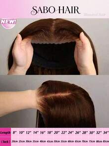 26英寸巧克力棕色无胶假发，真人前额发丝，预先拔毛，预先剪裁，5*5即戴即走，13x4/13x6高清蕾丝前假发，200%密度，4号色混色直发蕾丝假发 - 棕色 - 查看 23