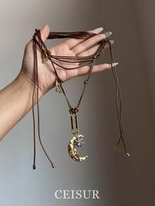 Bohemian  Green Wrapped Necklace Design Sense Water Pendant Choker Personality Fashion Neck Jewelry - Mặt dây chuyền hình ngôi sao tám cánh bằng vàng XL0265 - Xem 13