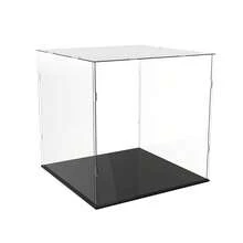 1pc Transparent Acrylic Display Case, DIY Assembly No Accessories Needed, Multiple Sizes, Plastic Assembly Dust-Proof Display Box With Black Base, Suitable For Action Figures, Collectibles, Statues, Models