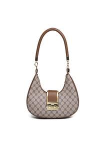 Retro Fashionable Chic Niche One Shoulder Underarm Leopard Print Commuter/Gift Crescent Moon Bag - Grey - View 4