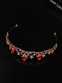 1pc Women's Fashion Princess 3D Crown Rhinestone Headband, Elegant Birthday Hair Accessory, Bride To Be, Party, Tiara