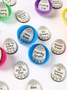 30pcs Easter Egg Hunt Tokens, Wooden Easter Egg Shaped Tokens, Easter Egg Hunt Party Supplies, Easter Basket Filler,Easter Reward Tokens,Creativity Gift,Easter Gift,Easter Party Supplies,Easter Eggs Decor - Easter Egg Design a - View 7