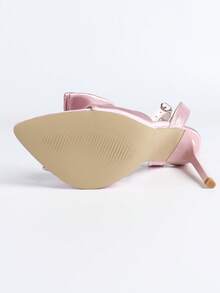 European And American Style Strap Bow Tie Elegant High Heel Sandals, Open Toe Thin Heel Women's Summer Dress Shoes - Pink - View 9