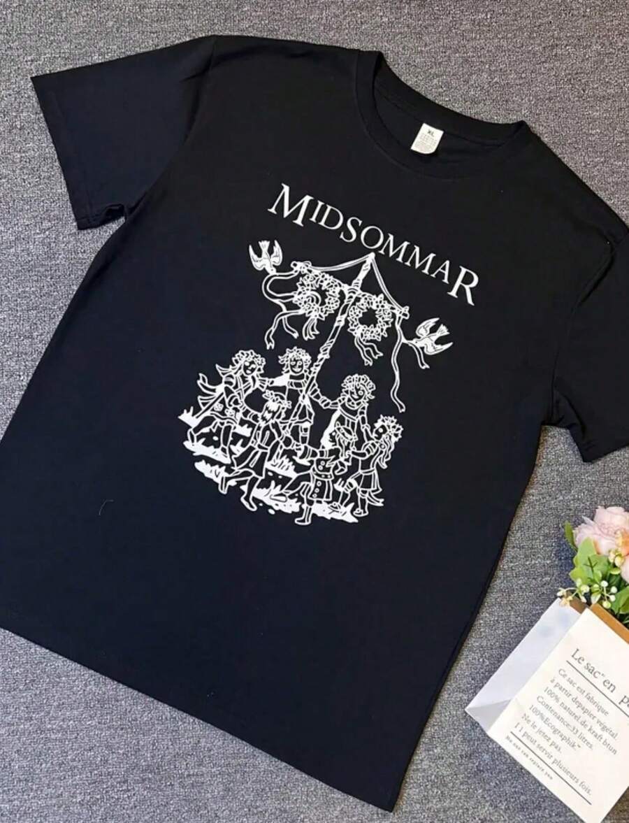 Midsommar Ari Aster A24 Folk Horror Movie T Shirt Full Size S-5XL BE2342 - 黑色 - 查看 1