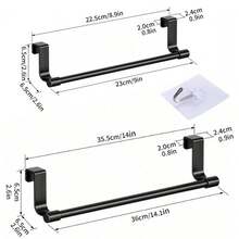 1pc Stainless Steel Towel Rack - Strong Adhesive Hook, Suitable For Bathroom, Kitchen Cabinet | Can Hang Towels, Dishcloths, Gloves | Space-Saving & Anti-Rust Design - Black - View 4