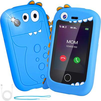 Smartphone para Niños, Teléfono de Juguete con Doble Cámara, Pantalla Táctil, Llamada SOS, Juegos y Música, Navidad, Cumpleaños, Regalo para Niños de 3 a 12 Años VW7L
