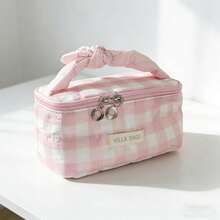 2026 New INS Plaid Cosmetic Bag, Large Capacity Portable Travel Organizer Pouch, Minimalist Makeup Bag - Multicolor - View 9