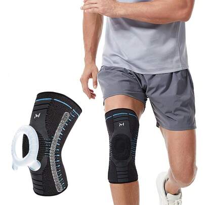 1pc Professional Knee Support Sleeve, Knee Wrap And Compression, Front Gel Pad Ring And Side Support Stays Provide Stability And Support For Knees, Elastic Fabric For Comfortable Wear