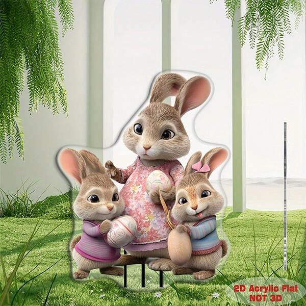 Before Use, Remember To First Tear Off The Product Protective Film. 2D Flat Plastic Rabbit Garden Post For Outdoor Garden, Lawn, And Flower Bed Decoration. Suitable For Use In Gardens, Lawns And Gardening. > Outdoor Ornaments > Garden Decorations For Placement.