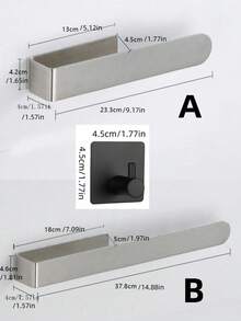 1pc New Stainless Steel Bathroom Towel Rack, No Drilling Wall Mounted Towel Bar, Toilet Paper Holder For Kitchen - Multicolor - View 2