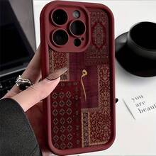 Phone Case - A Collage Of Persian Carpet Patterns Designed For TPU Cases Compatible With  17 Pro Max,  16 Pro Max, And Models 15/14/13 Pro/12/11/7/8 Plus/Xr/Xs Max. This Stylish And Creative Red Gradient Protective Case Is Perfect For Va,Suitable For 17 Air - Màu Đỏ Sâu - Xem 2