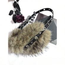 Retro Belt, Personalized Fur Punk Accessories, Spliced New Belt, Spicy Girl Y2k Waist Seal - 3 - Xem 6
