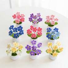Handmade Flower Finished Products - Forget-Me-Not Artificial Flowers, Small Potted Plants, Home Decoration Ornaments, Creative Gifts, Knitted Flowers - 漸層粉紅色 - 查看 6