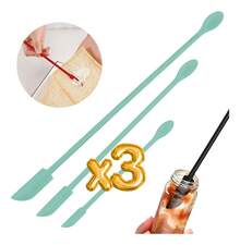 TendenciaEspátulas Largas Silicona Flexible Cocina Doble Punta 3pz FCalidad premium - Negro - Ver 3