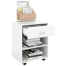vidaXL Armadio da roulette Bianco Brillante 46x36x59 cm Legno d'ingénierie - Bianco - Visualizzare 7