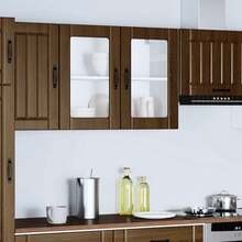 vidaXL Armoire murale de cuisine et porte en verre Lucca chêne marron - Tabac - Voir 4