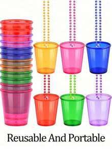 10pcs Color Changing Pink Bead Plastic Mini Cups, Suitable For Beaded Necklace, Durable Plastic, Reusable, Icebreaker & Gift Idea For Singles Party, Bridal Shower, Valentine's Day - Adult Use - Multicolor - View 10