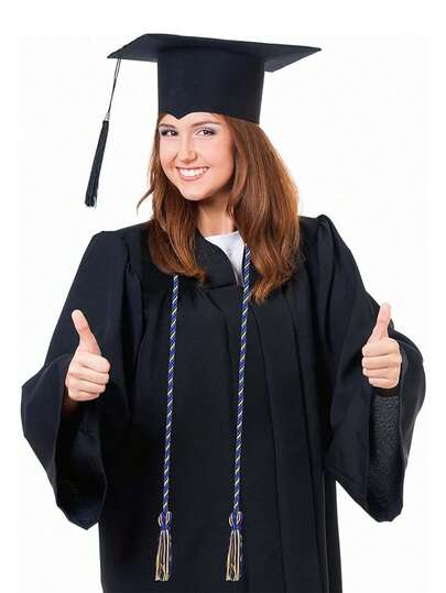 Blue & Yellow Graduation Honor Cord, Tassel Rope For Graduation Ceremony, Academic Dress Decor, Graduation Party Accessory, Braided Tassel Decor For Graduation Celebration