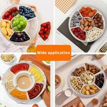 Rotatable Fruit Plate With Lid And Handle; Refrigerator Crisper Storage Box, Outdoor Camping Multi-Purpose Snack Plate, Large Cold Cut Meat, Vegetable And Fruit Plate For Tos, Parties And Travel Picnics - Nhiều màu - Xem 7