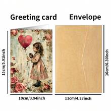 6pcs Vintage Heart & Floral Valentine's Day Cards With Envelopes - Romantic Love Theme Greeting Cards For Husband, Wife, Boyfriend, Girlfriend, Suitable For Anniversary, Wedding, Birthday - Multicolor - View 2