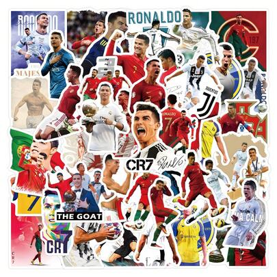 50pcs Ronaldo Stickers, Football Stickers, Fans Merchandise, Can Be Stuck On Laptops, Phones, Luggage, Cups, Notebooks, Planners, DIY Decorations, Great Small Gift For Friends