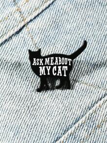 ASK ME ABOUT MY CAT Enamel Brooch Pin Fashion Decorative Brooches Ornaments Lapel Bag Badges Jewelry Gifts - Black and White - View 7