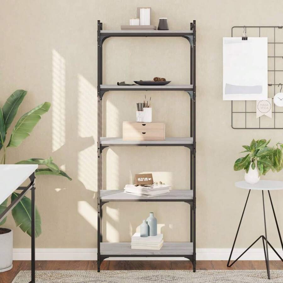 Libreria vidaXL a 5 livelli sonoma gris 60x30x154 cm - Grigio - Visualizzare 1