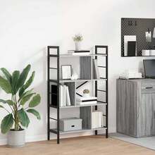 vidaXL Étagère Gris Sonoma 75 x 30 x 123,5 cm Bois d'ingénierie - Gris - Voir 1