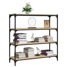 vidaXL Meuble TV Chêne sonoma 100x33x100 cm Bois d'ingénierie et acier - Castanho - Ver 4