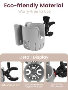 1PC Black & Grey & Pink ABS Universal 2-In-1 Cup & Phone Holder , Compatible With Most Strollers, Bikes, And Mobility Aids - Multicolor - View 5