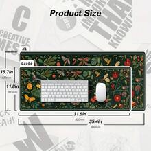 1 件可爱花卉图案桌垫，复古花卉植物鼠标垫，加长游戏鼠标垫，适用于办公室装饰，大尺寸笔记本电脑键盘鼠标垫，带缝边，尺寸 31.5x11.8 英寸，学习用品，返校季游戏鼠标垫，办公桌配件，办公用品，桌面配件，鼠标垫，桌垫 - 綠色 - 查看 8