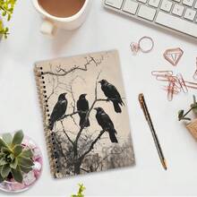 Nvucamd Witchy Black Crow Raven Spiral Notebook, Gothic Halloween Raven Journal Notebook, Dark Academia Raven Journaling Notebooks For Women, Gothic Crow Office Schoolsss Supplies Gifts, 5.5x8.3 In - 烏鴉 - 查看 3