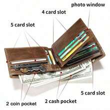 RFID Men's Genuine Leather Wallet Classic Cow Hide Design With Elegant Gift Packaging & Secure RFID Protection System For Everyday Use - 棕色 - 查看 5