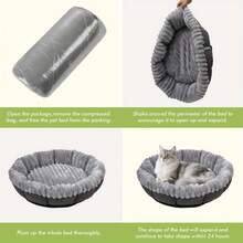 Washable Round Pet Bed-Soft Donut Cat And Dog Cushion With Non-Slip Durable Design, Cozy And Warm, Easy To Clean, Perfect For Small Indoor Pets - Xám - Xem 5