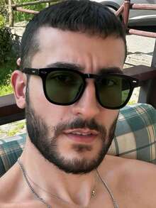 1 PC Men's Square Casual Fashion Glasses Solid Color Polycarbonate Frame Lightweight For Daily Driving With Glasses Box - Multicolor - View 15