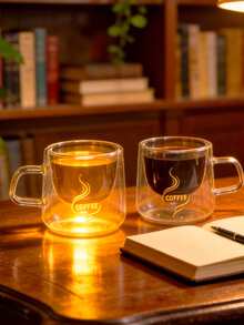 1/2/6pcs Small Double-Layer Glass Coffee Mugs With Handles, Thermal Insulation Design Suitable For Tea, Espresso, Milk, Cappuccino, Etc. Unique Birthday And Valentine's Day Gifts