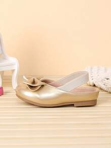 1 Pair Fashionable Bow Decor Girls Casual Shoes, Spring/Summer - Gold - View 5